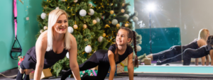 mum and daughter festive exercise